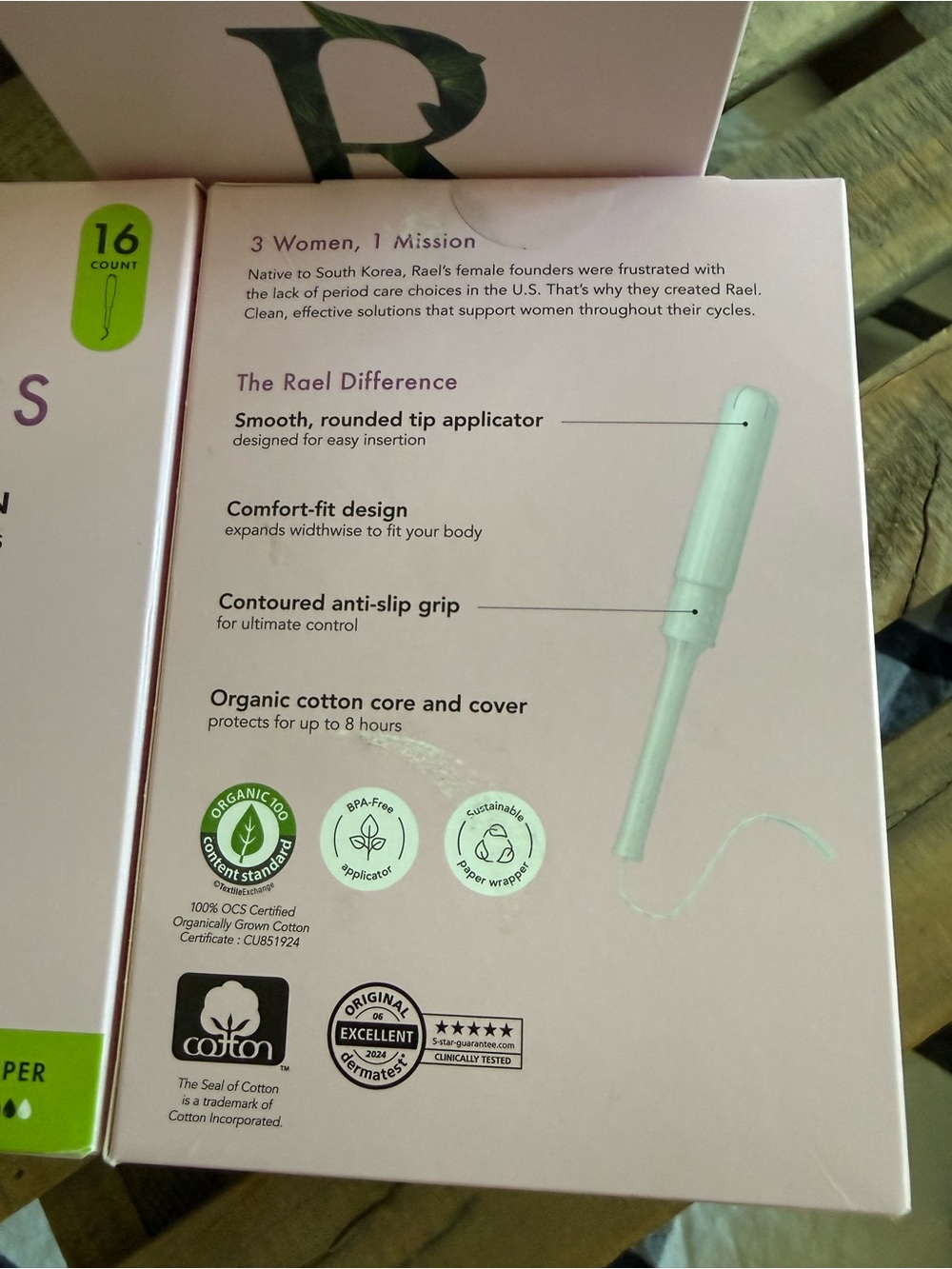 3- Rael Organic Cotton Tampons -  (16 Count) each box. - Picture 3 of 5